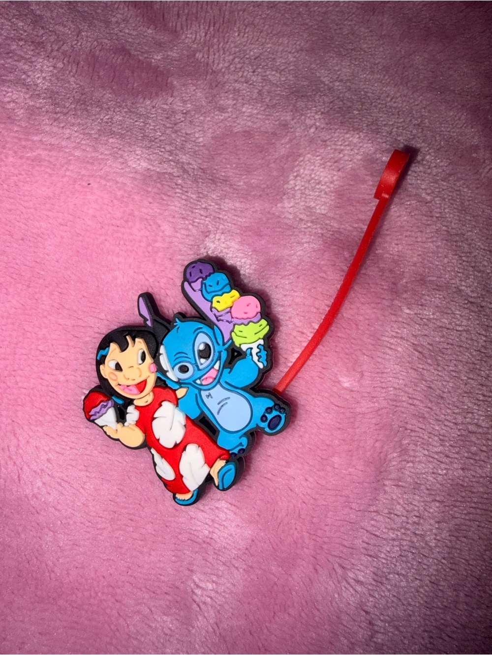 Lilo & Stitch Silicone Bag Straw Cover in Bright Blue and Red